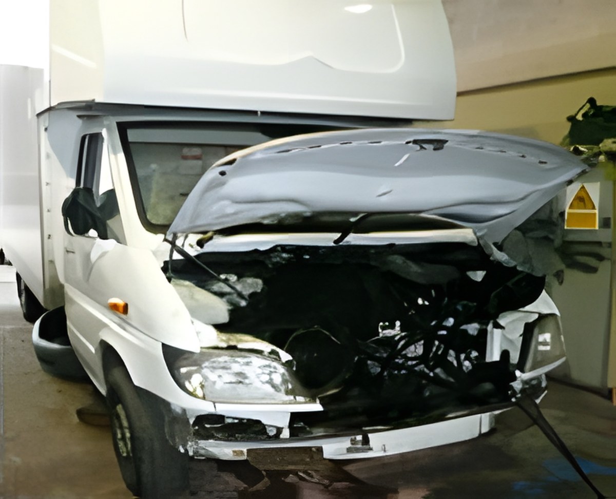 Luton van in for front end repair