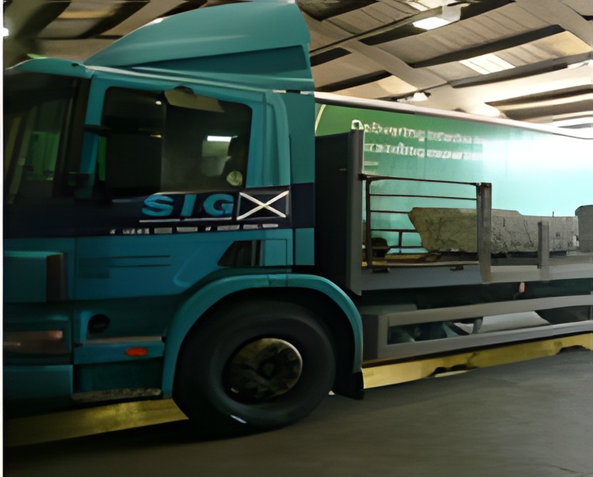 Flatbed truck in the Mackenzies workshop